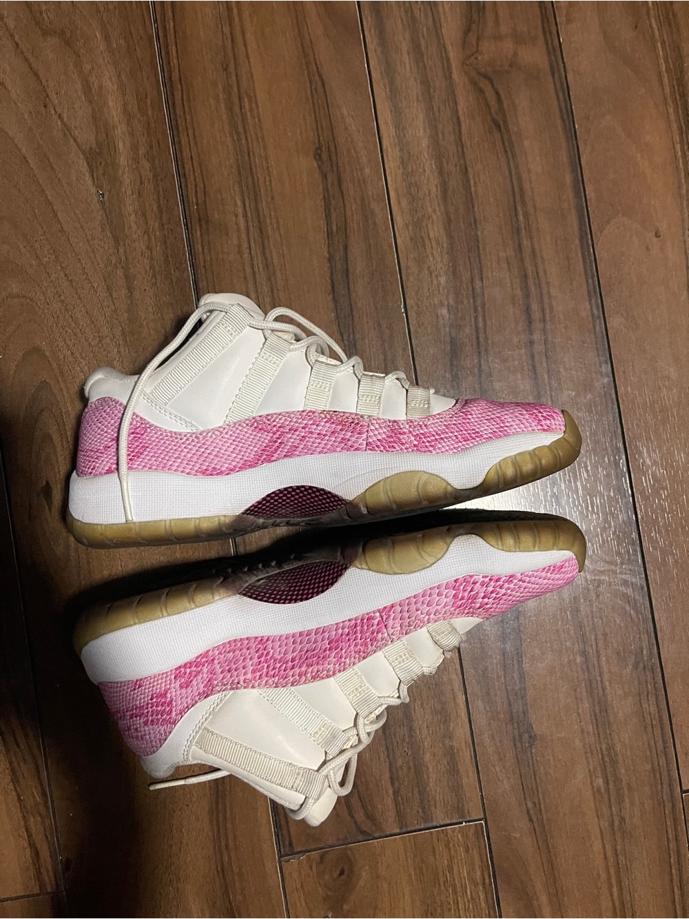 Pink and White Grade School Snakeskin 11s - Picture 8 of 8